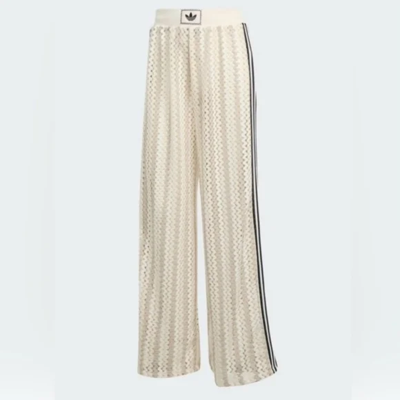 Adidas Originals Women's Knitted Crochet Firebird Track Pants - Winter White - Picture 2 of 6